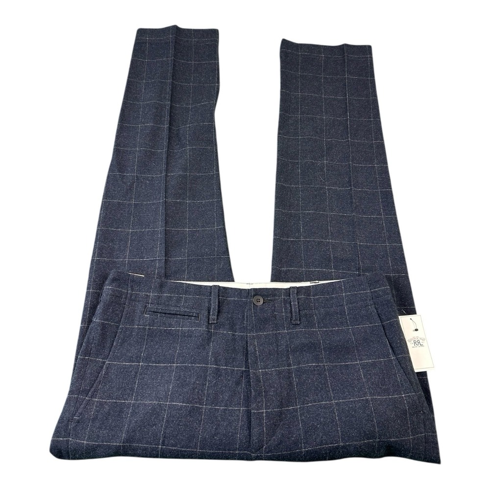 RRL Ralph Lauren Unlined Blue Gray Check Flannel Wool Suit Size XL 36x34 NWT - Picture 6 of 10